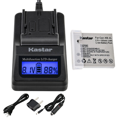 Kastar Battery LCD Fast Charger for Canon NB-4LH & Canon Digital IXUS 60 IXUS 65