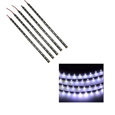 White 5PCS 12V 12'' 15SMD Flexible LED Strip Light Waterproof For Car Truck Boat