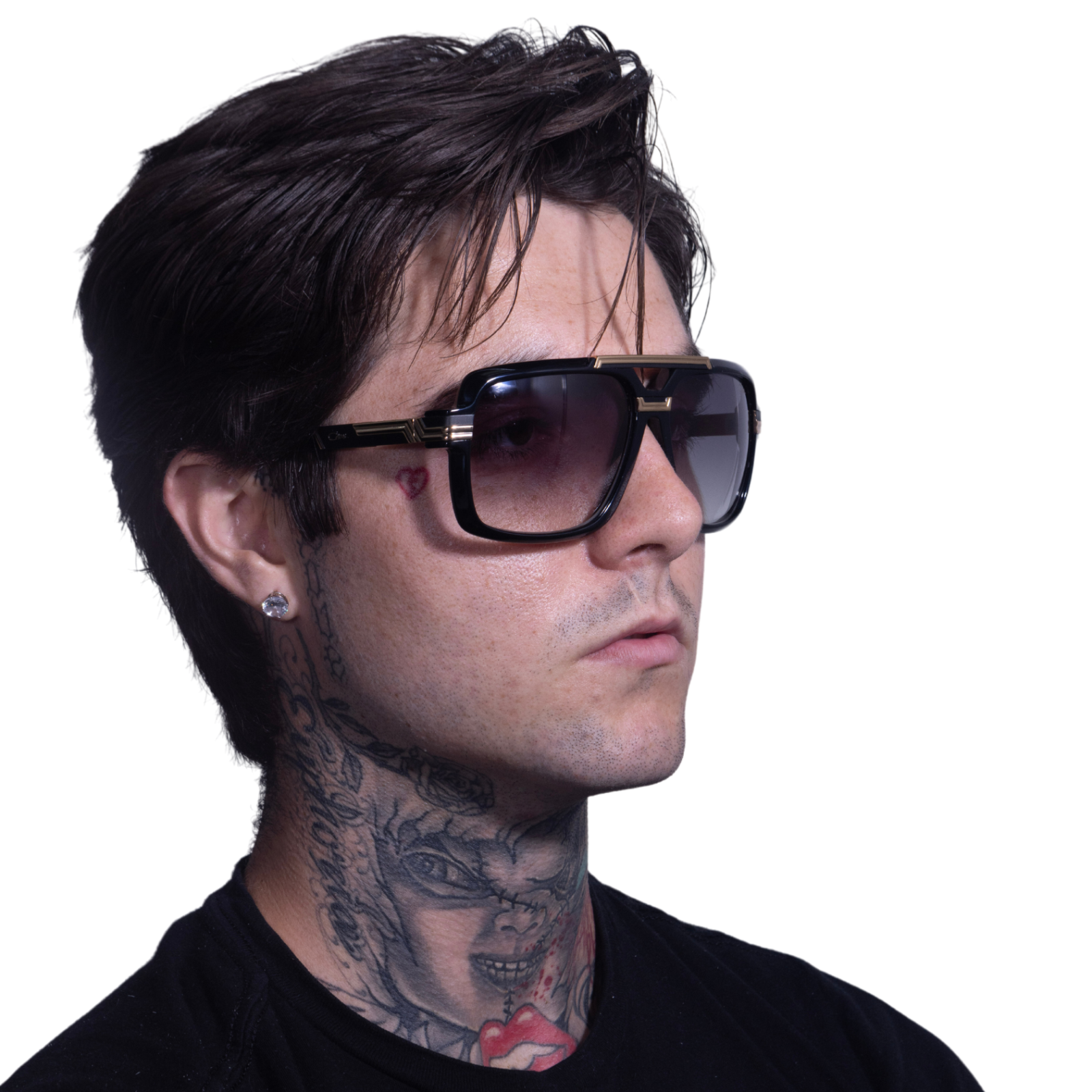 Pre-owned Cazal Rectangular Sunglasses 8042-001 Black-gold Frame In Gray