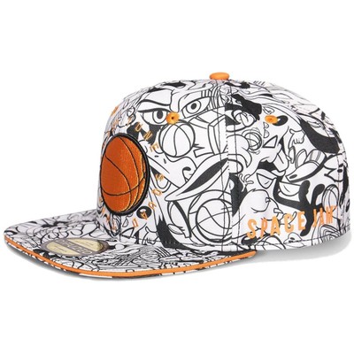 Difuzed Unisex Adult Space Jam Looney Tunes Flat Brim Snapback Hat Cap White