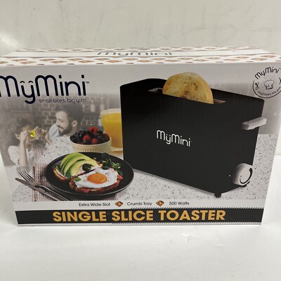 Brand New - MyMini Extra Wide Single Slice Bread and Bagel Toaster Black