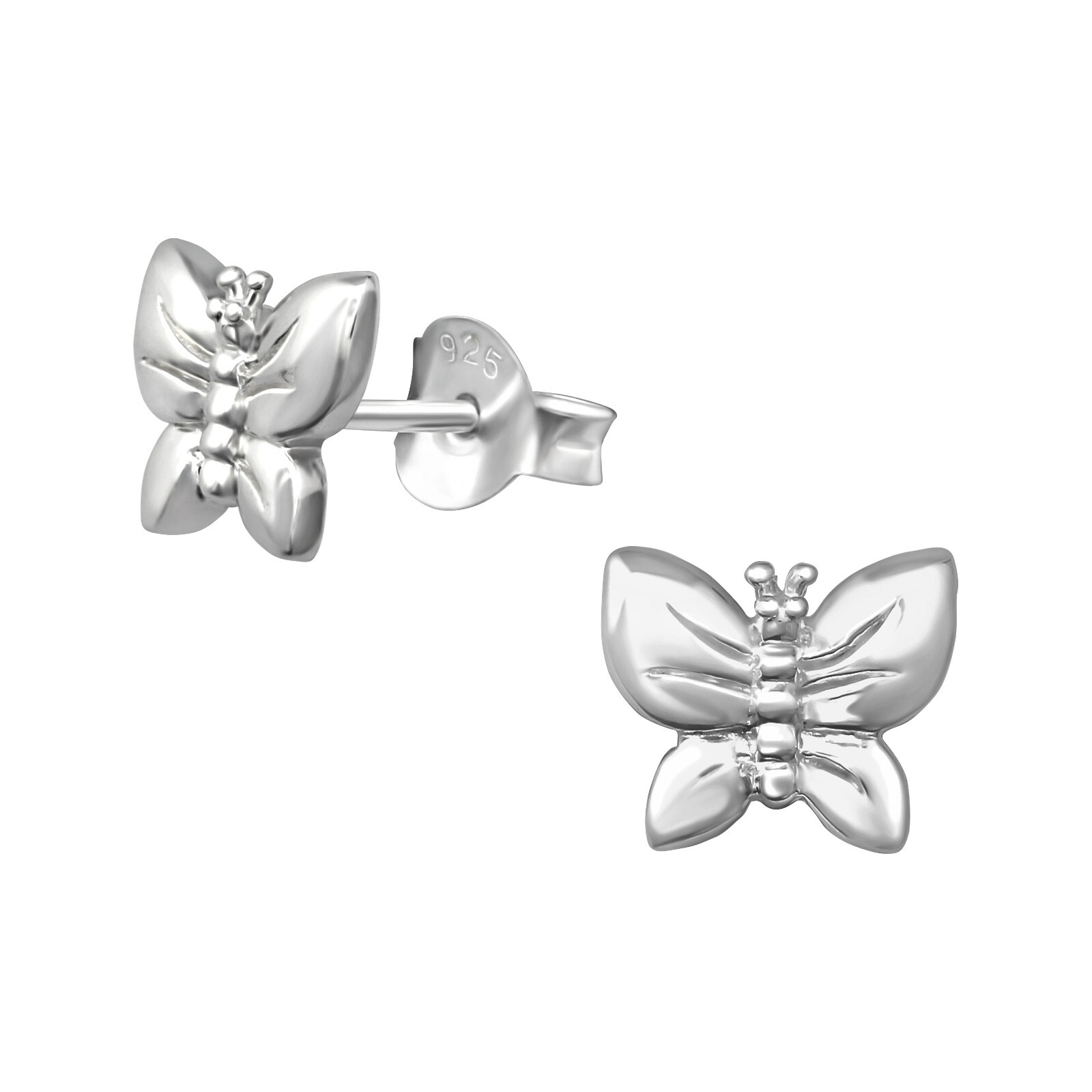 925 Sterling Silver Butterfly Stud Earrings (Design 26)