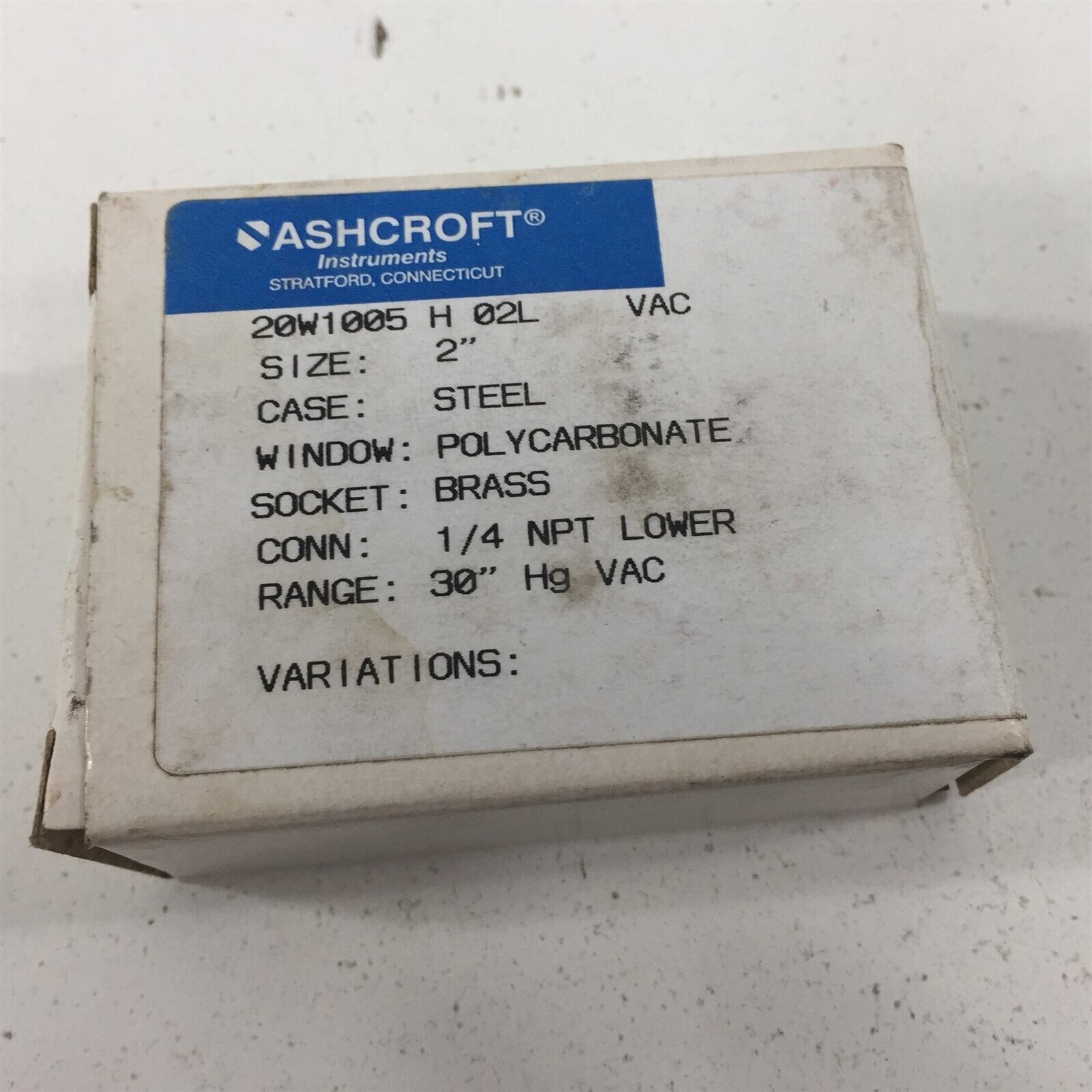 Ashcroft 20W1005 H 02L Vacuum Gauge 2