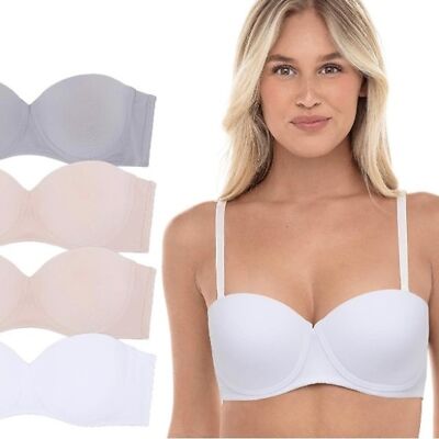 Rene Rofe  Microfiber Strapless Multiway Convertible Push Up Bra. Size 34B. New