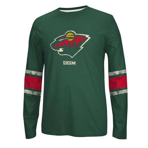 [L85913] Новые мужские кроссовки REEBOK NHL Minnesota Wilds CCM с длинным рукавом — рекомендованная производителем розничная цена 50 долларов США.