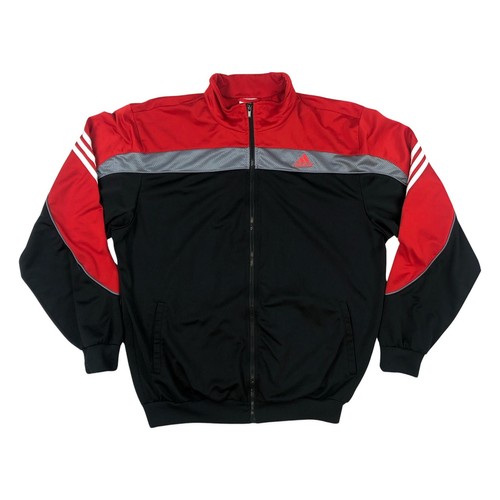 Vintage 00s Adidas Red and Black Zip-up Track Jacket XXL