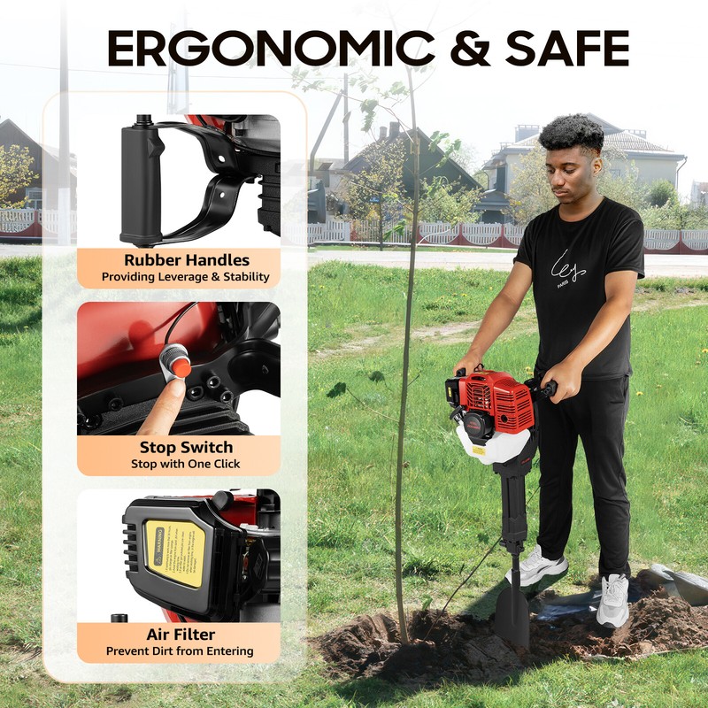 Handheld Trencher Digger Machine 52CC 2Stroke Garden Tree Digger Digging