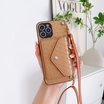 Luxury Diamond Crossbody Leather Wallet Case Card Bag Cover For Various Phone