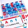 Gamenote Classroom Magnetic Letters Kit 178 Pcs with Double-Side Magnet Board - Foam Alphabet Letters for Kids Spelling and Learning