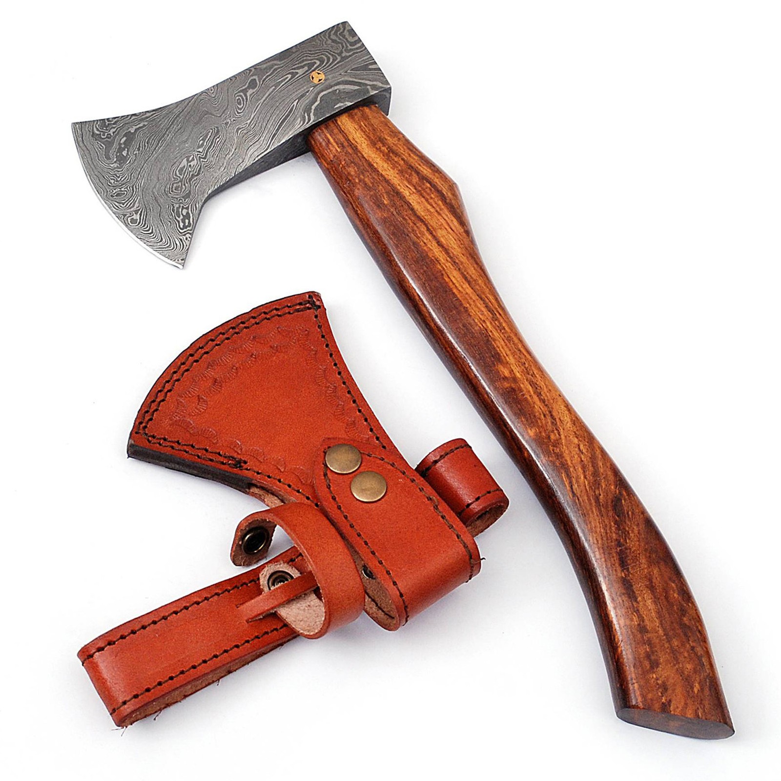 Pigeon Forge Functional Damascus Steel Outdoor Camping Hatchet Axe With Sheath