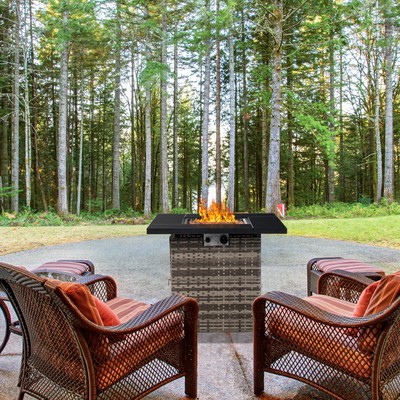 Wicker 28" 50,000 BTU Gas Fire Pit Table Propane Fire Pit Outdoor Patio Heater