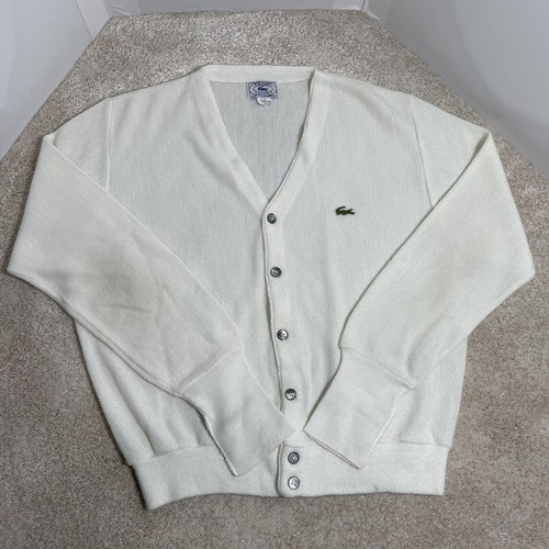 Vintage Lacoste Men Cream Cardigan label Izod 1970 Vintage Lacoste Men Cream Cardigan label Izod 1970