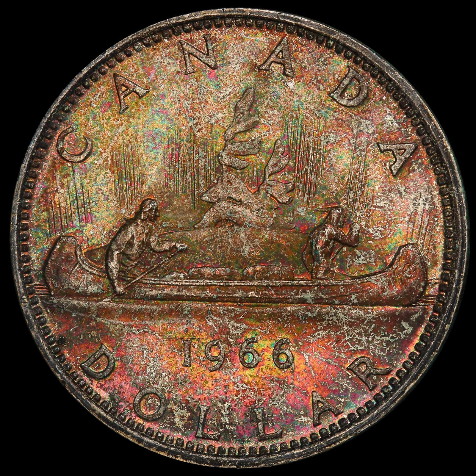 PCGS MS63 1966 Canado silver dollar - beautiful toning!!!