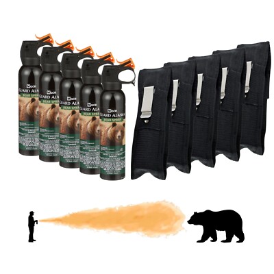 5-PACK Guard Alaska 9 oz. Bear Spray Repellent & Belt Clip Holster EPA Approved