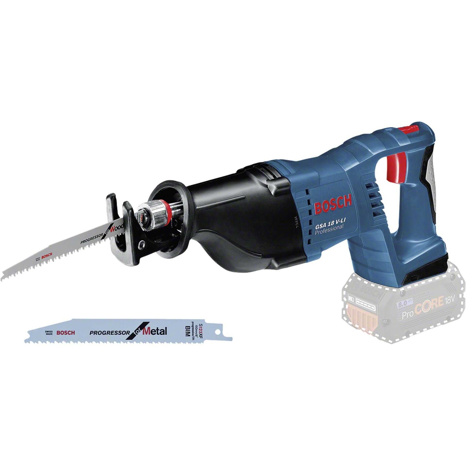 Bosch GSA 18 V-LI Professional - Motorfuchsschwanz - schnurlos - 2 Geschwindigkeiten - ohne Batterie - 18 V