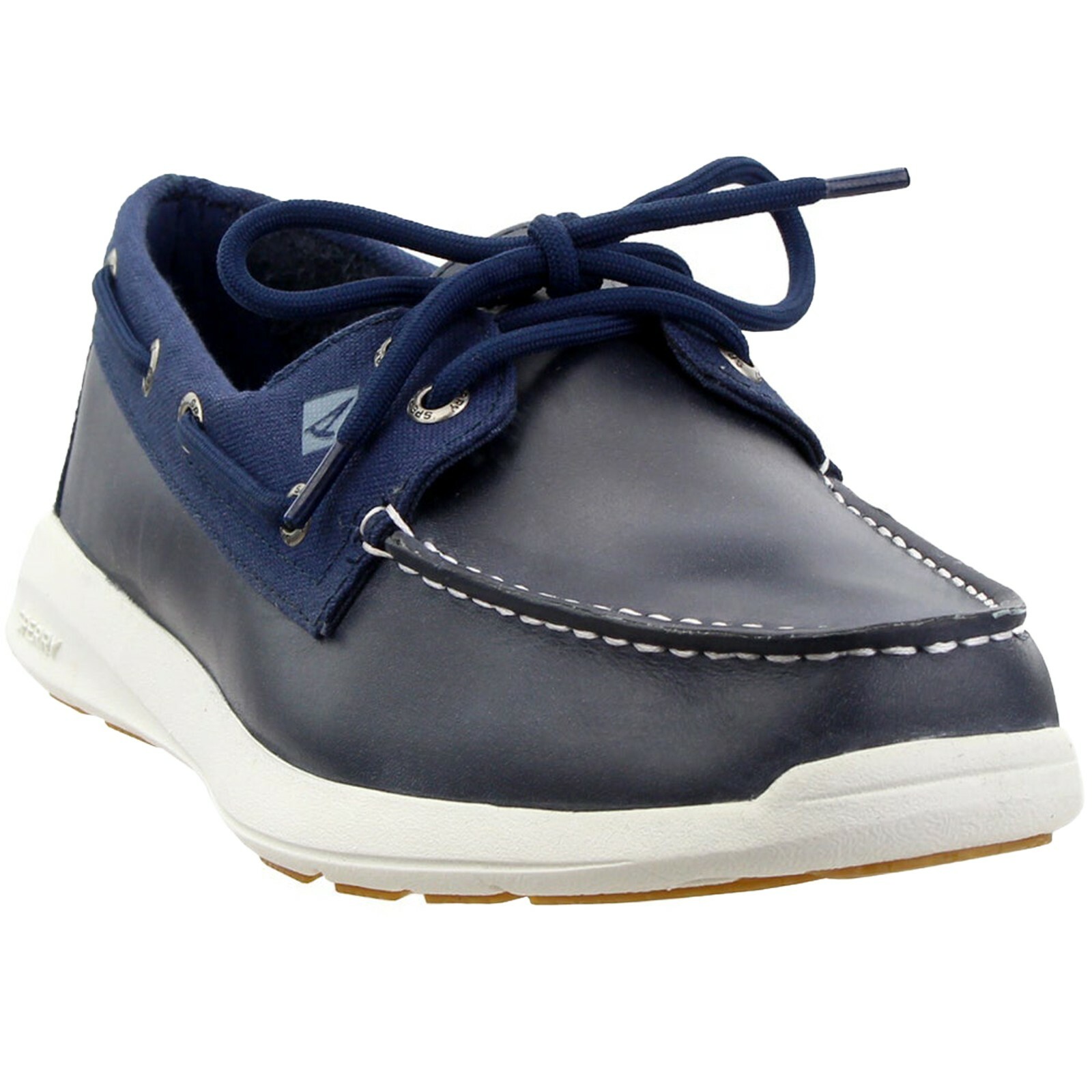 Sperry Mens Sojourn 2 Eye Leather Navy Boat Shoes | eBay