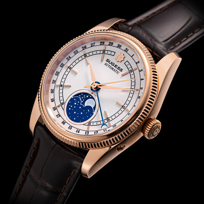 Sugess MoonPhase Master High Beat Mechanical Mens Watch Seagull 1963 S452.RW.B