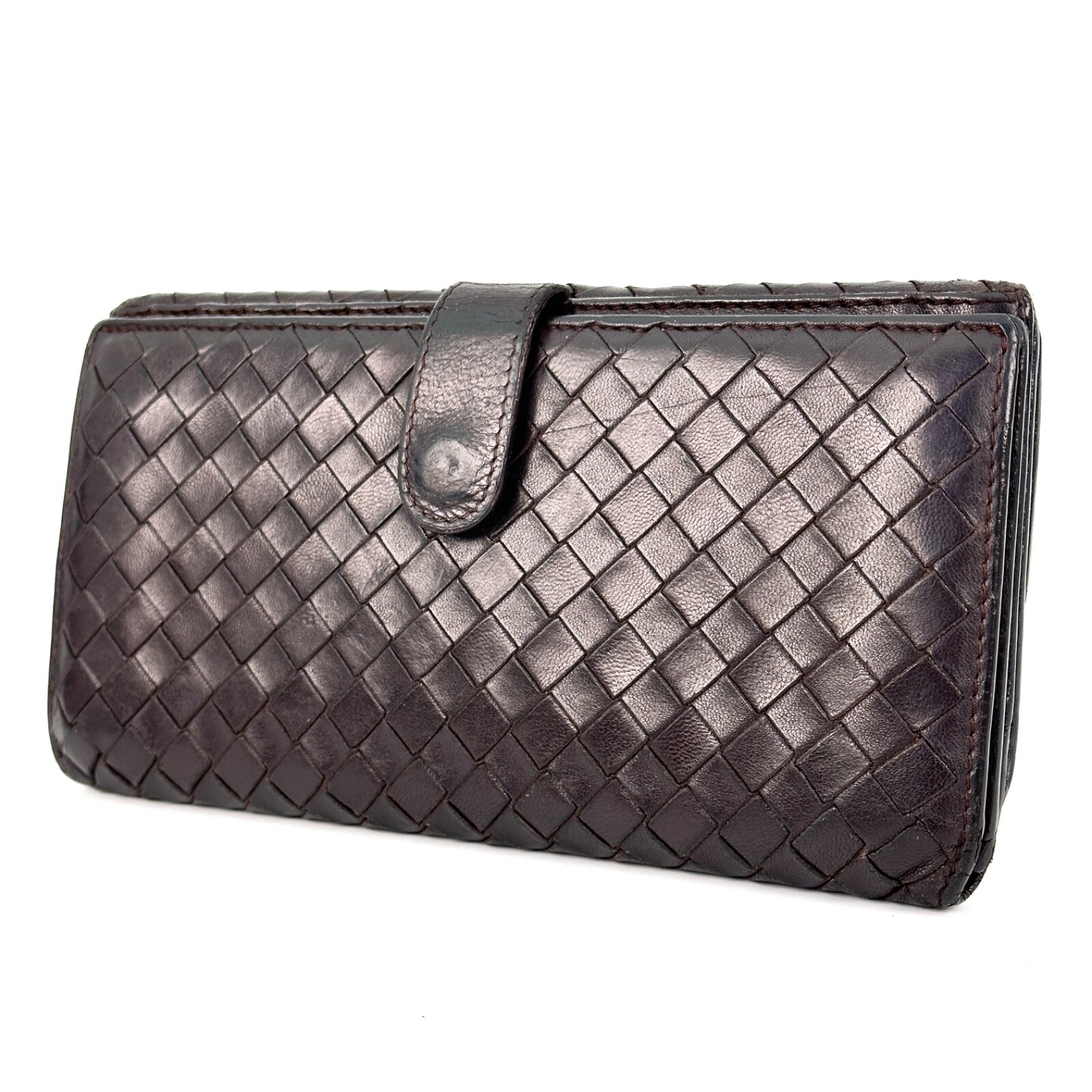 Bottega Veneta Wallet Intrecciato Leather Long Bifold Dark