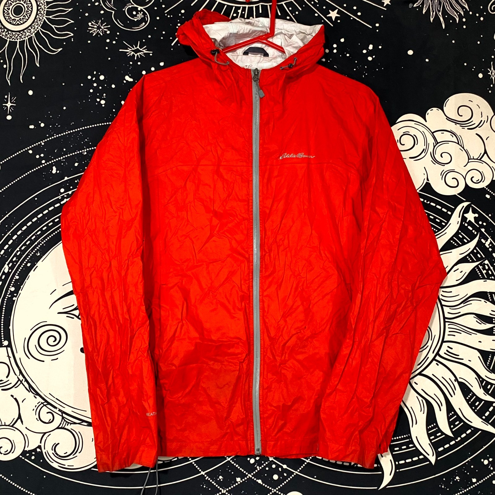 Eddie Bauer Weatheredge Jacket Men's M Red Nylon Windbreaker Gorpcore Hooded