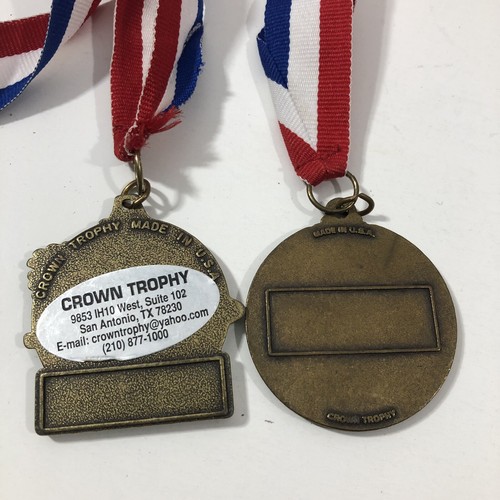 Lot Of 2 CROWN TROPHY Made In USA Bowling And Running MEDALS