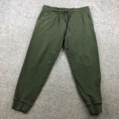 Fabletics Sweatpants Men Large Olive Green Joggers Fleece Drawstring Tapered *