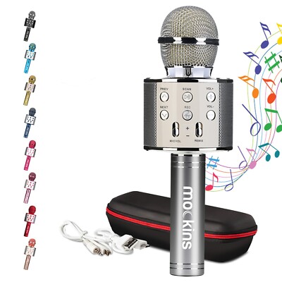 Mockins Portable Wireless Bluetooth KARAOKE Microphone Silver Holiday Gift kids