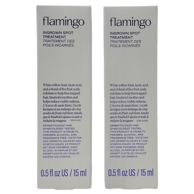 Flamingo Ingrown Spot Treatment w/ White Willow Bark & Lactic Acid 0.5 fl oz X2