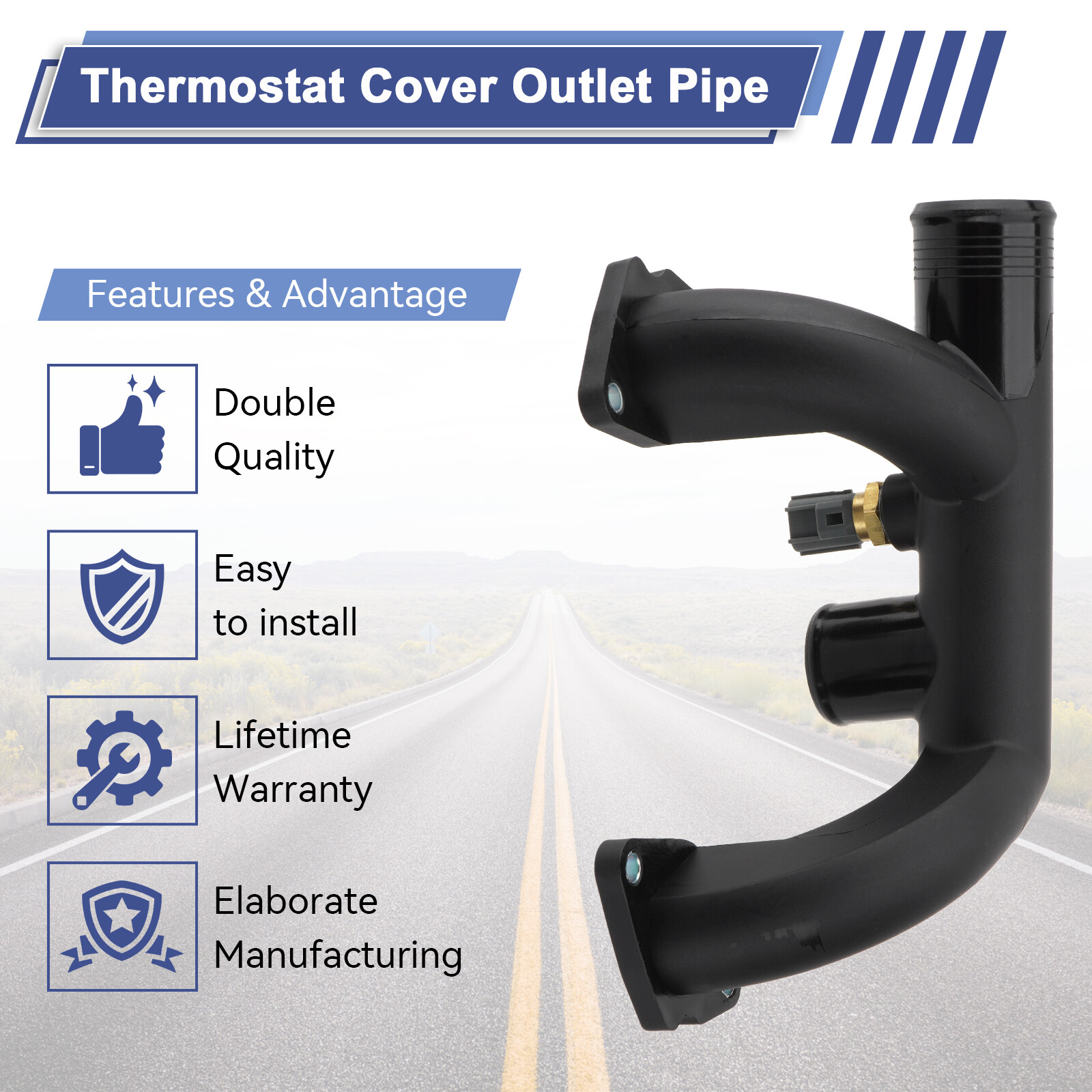 For Jaguar Vanden Plas XJ8 XK8 96JV8A504BD Thermostat Cover Outlet