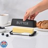 Butter Dish With Cover And Knife,Food Grade Plastic Butter Holder With Lid For Countertop,Black Dishwasher Safe Butter Storage Container