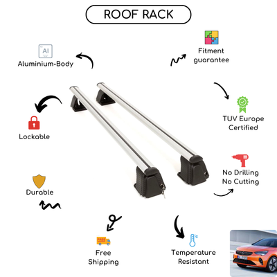 Bare Roof Rack Cross Bars Set for Opel Corsa E Hatchback 2020 Up