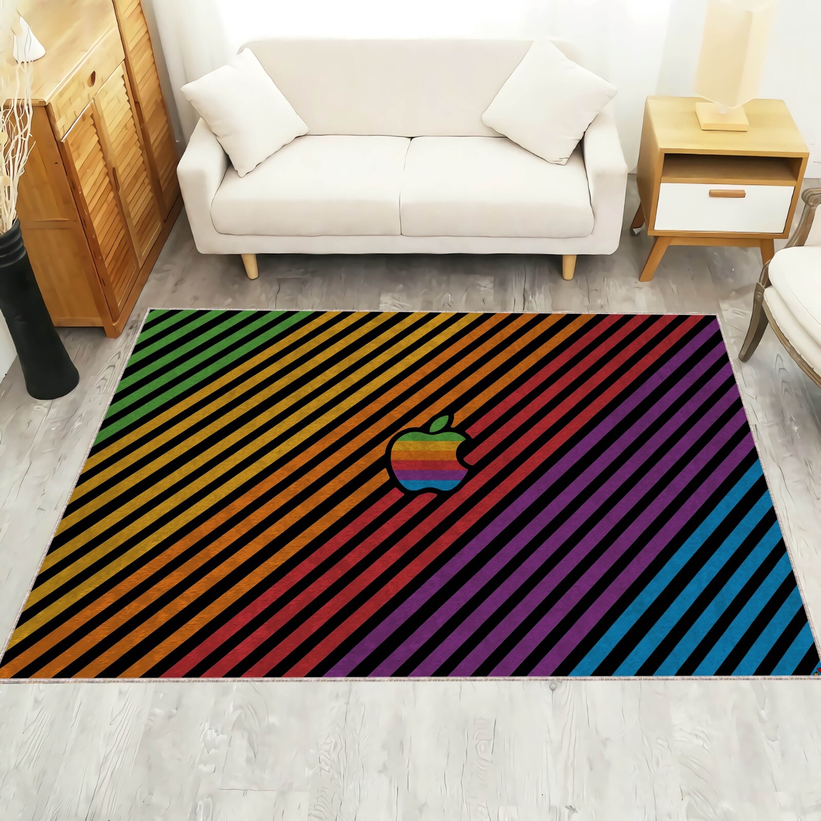 Colorful Apple Rug, Apple Logo Decoration, Cool Colorful