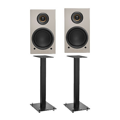 Triangle LN01A Bluetooth Bookshelf Speakers Linen Gray Pair with Stands