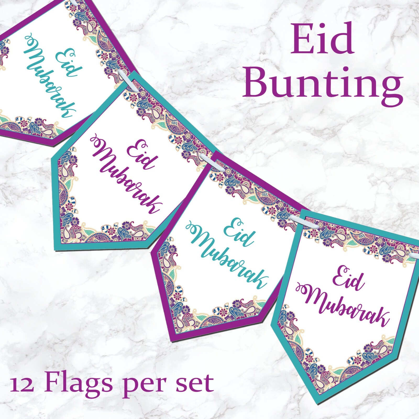 Pink Glitter Letter Ramadan Mubarak Hanging Bunting Decoration 2 meters