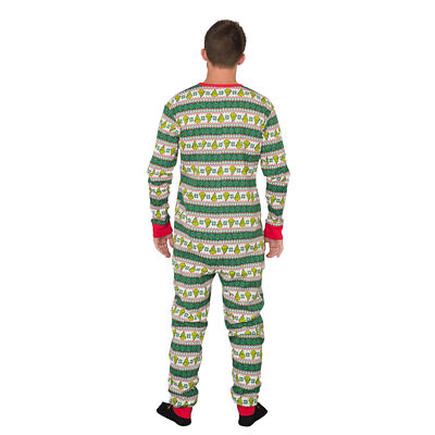 Adult Unisex Grinch Seuss Face Ugly Christmas Sweater Pajama Union Set Sleepwear