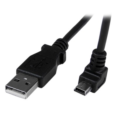 StarTech.com Down Angle Mini USB Cable - 2m - Black - USB A to Mini USB B - USB 