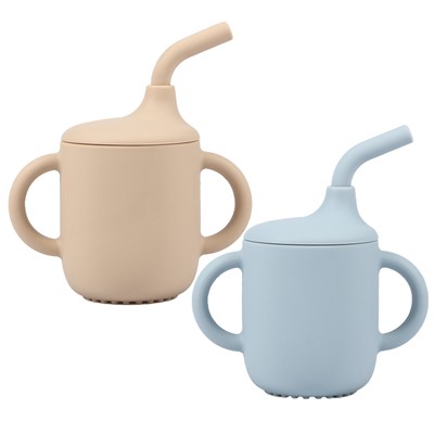 2Pcs Baby Sippy Cup Non Slip Baby Straw Cup with Double Handle Removable GrZyP
