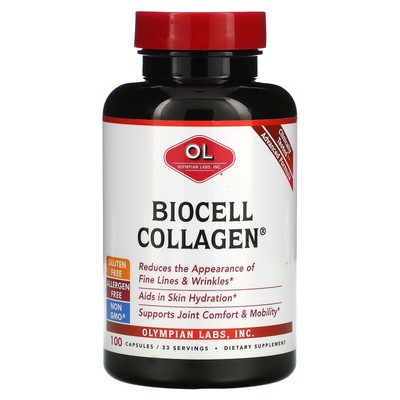 Olympian Labs Inc BioCell Collagen 100 капсул без аллергенов, без яиц, рыба