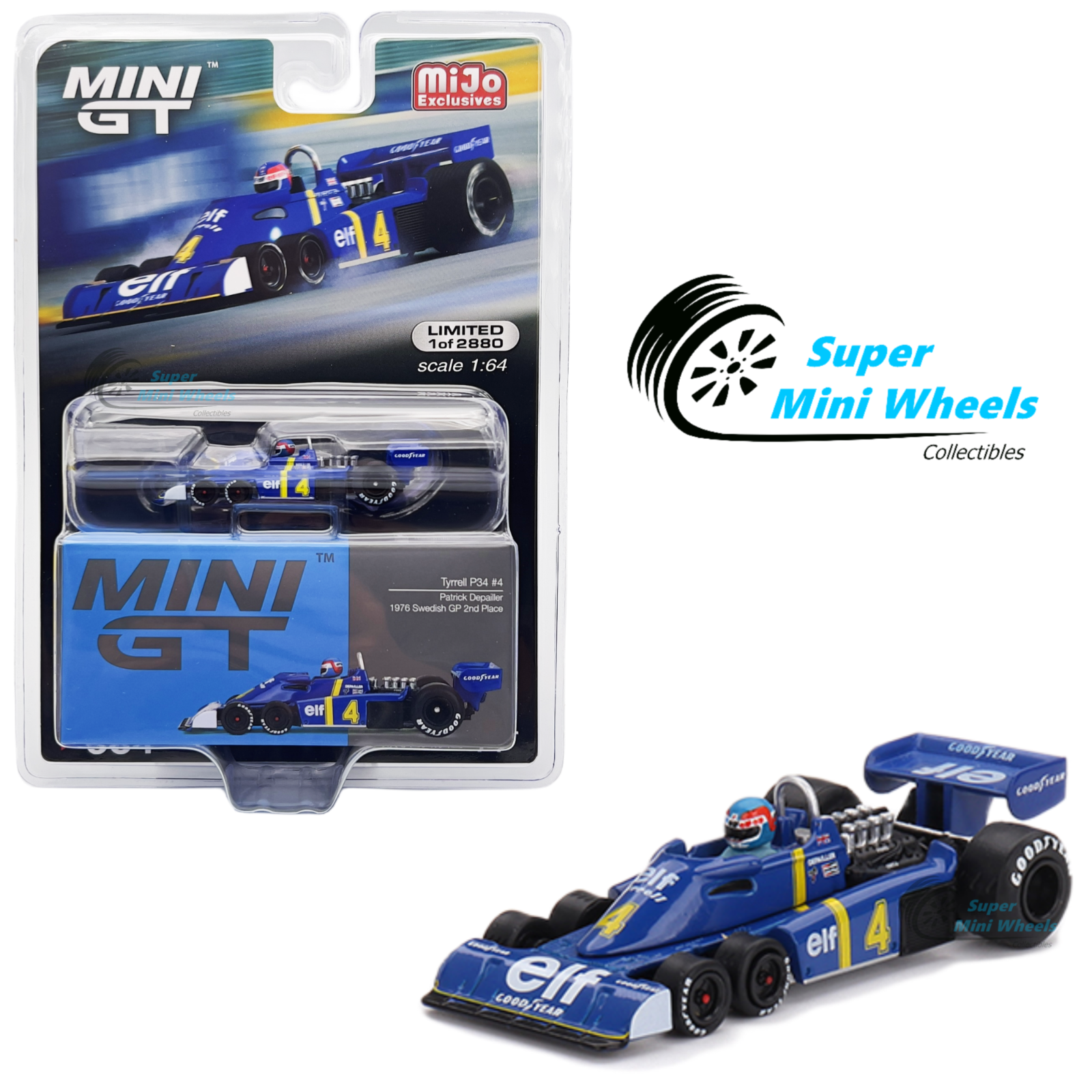 Mini GT 1:64 Tyrrell P34 #4 Patrick Depailler 1976 Swedish