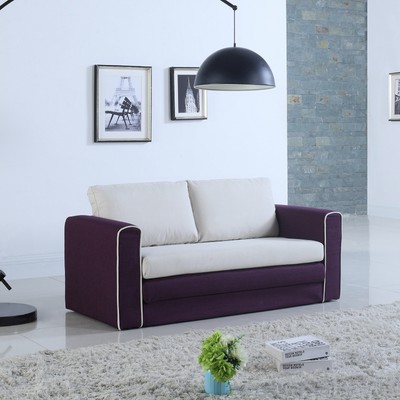 Modern Purple Pull Out Sofa Bed Convertible Flip Sleeper Couch