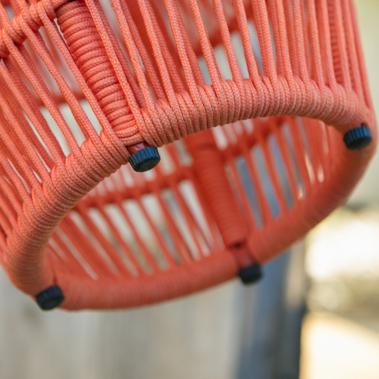 Boho Chic Iron Rope Red Orange Garden Stool Patio Side Table Garden Accents