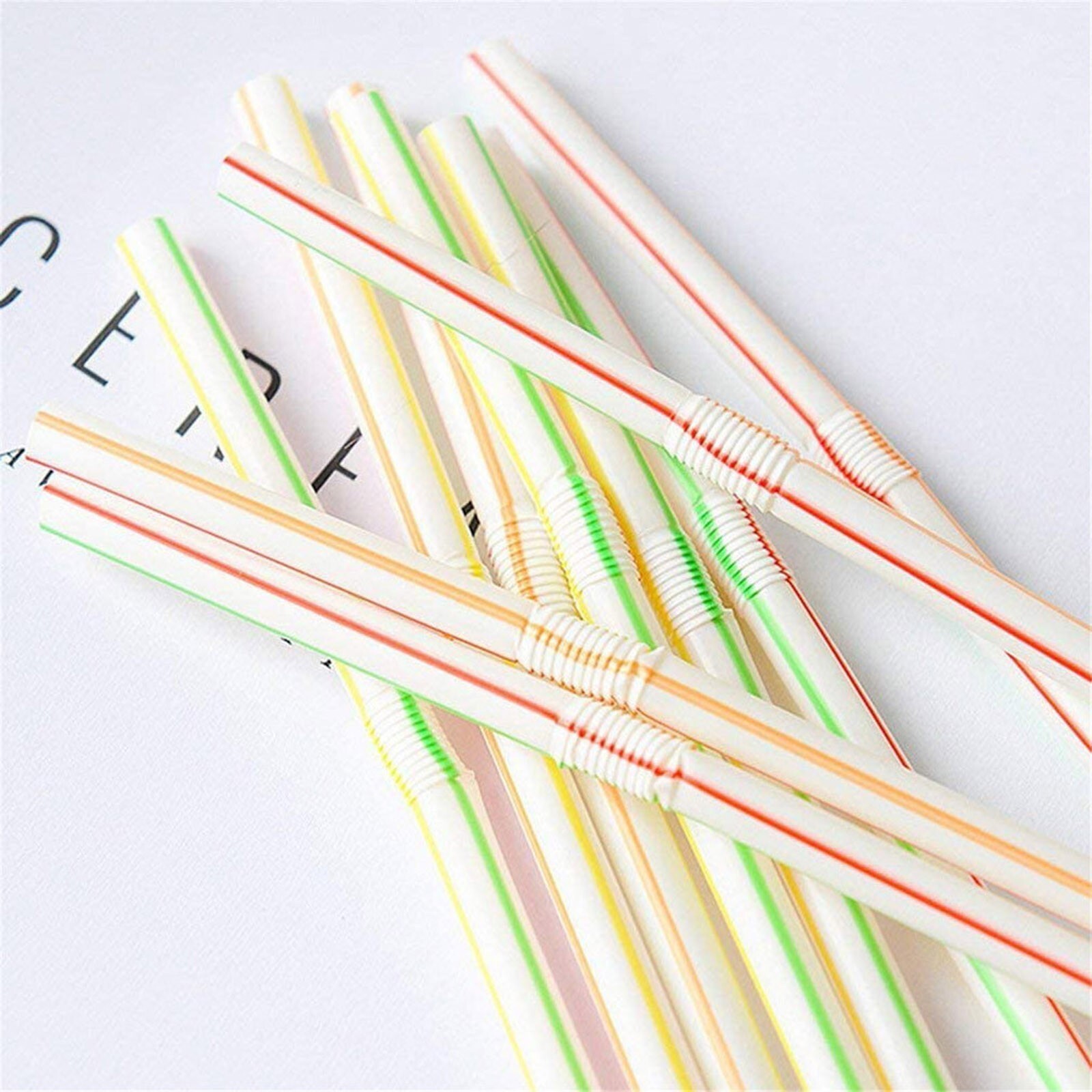 200PC Disposable Colored Elbow Material Straws Juice Drink Milk Tea Straws
