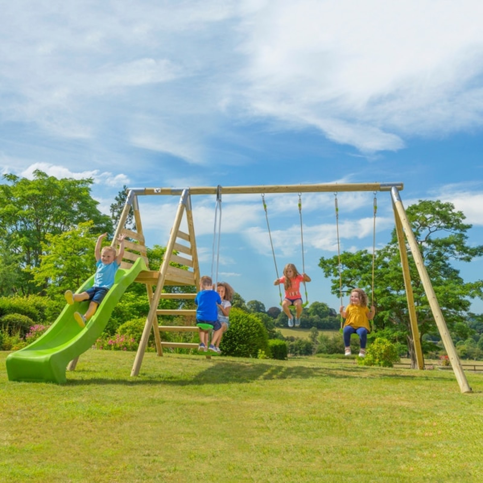 Kids Swing Set Wooden Climbing Frame Childrens Garden Slide Glides Kids Swing Set Wooden Climbing Frame Childrens Garden Slide Glides Outdoor Play