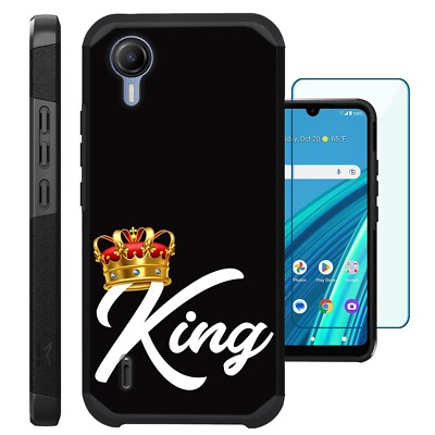 For Cricket Debut S2/AT&T Calypso 4 Phone Case+Screen Protector KING CROWN