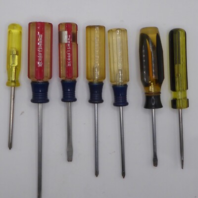 VTG Lot Of 7 Screwdrivers - 4 Craftsman 3 Unmarked 3 Philips 4 Flat Head