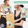 Chenille Letter Clear Bag Stuff Purse, Monogram PVC and PU Clear Zipper Pouch with Wristlet, Waterproof Portable Glitter Snacks Makeup Beach Toiletry Bag for Women Girls (STUFF-Green)