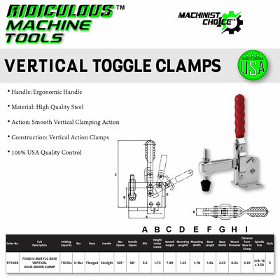 750LB Carbon Steel U-Bar Flange Base Vertical Clamp: Heavy-Duty Hardware