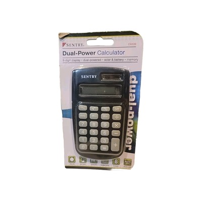 Sentry CA338 Dual-Power Pocket Handheld Calculator Solar Battery 8-Digit Display
