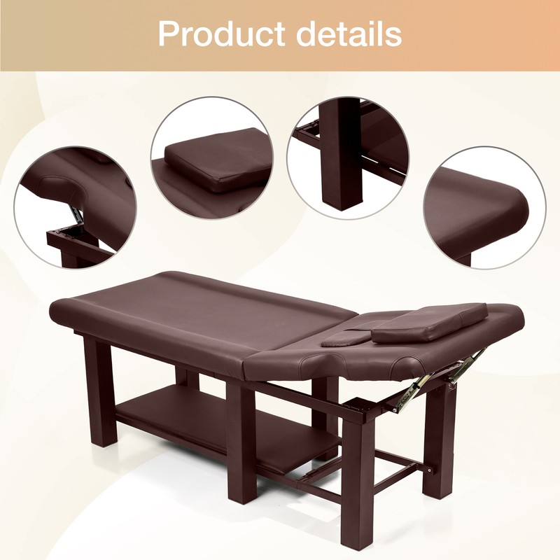 Brown Heavy Duty Massage Table Adjustable Facial Bed Salon Spa And Beauty Bed