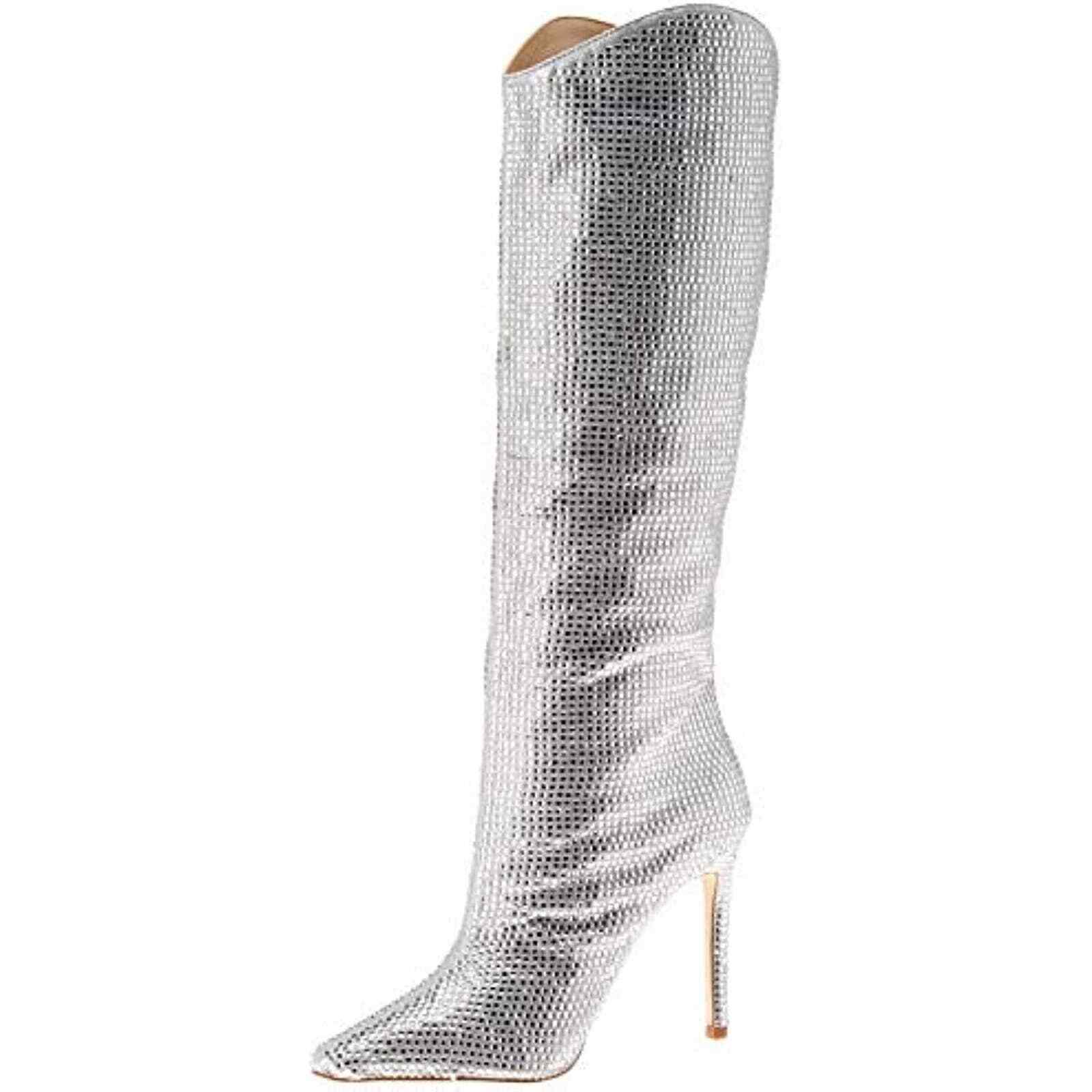 

Женские модные ботинки Steve Madden Violetta-R со стразами 35,5 евро США 5,5, Серебряный