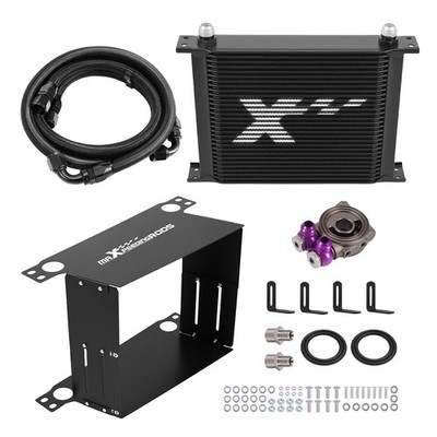 Universal 30 Row Transmission Oil Cooler 10AN Aluminum w/ Thermostatic Adapter